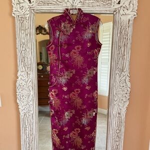 Vintage Traditional Floral Chemise Silky Floral Dress S/M